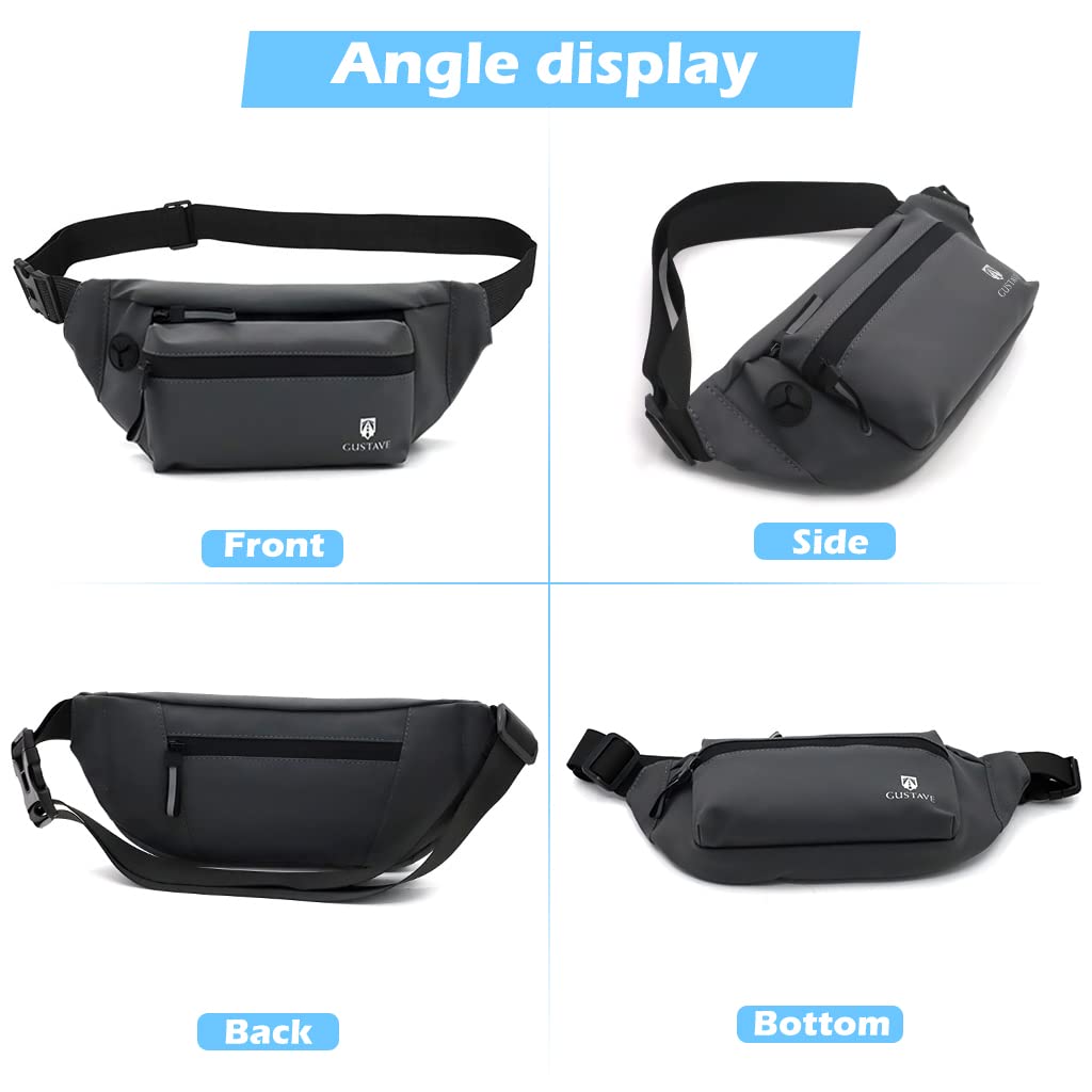 GUSTAVE Large Waterproof Sling Backpack Chest Bag Waist Bags Fanny Pack Cross Body Travel Bag BumBag Men Women Fanny Pack for Hiking Travel Camping Running Sports Outdoors with Adjustable Strap (Grey) GUSTAVE Large Waterproof Sling Backpack Chest Bag Waist Bags Fanny Pack Cross Body Travel Bag BumBag Men Women Fanny Pack for Hiking Travel Camping Running Sports Outdoors with Adjustable Strap (Grey)